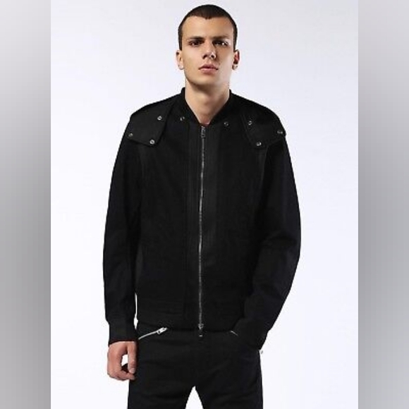 Diesel "D-Neyt" Black Denim/ Mesh Trim Detachable Hood Men's Jacket M - Picture 2 of 16
